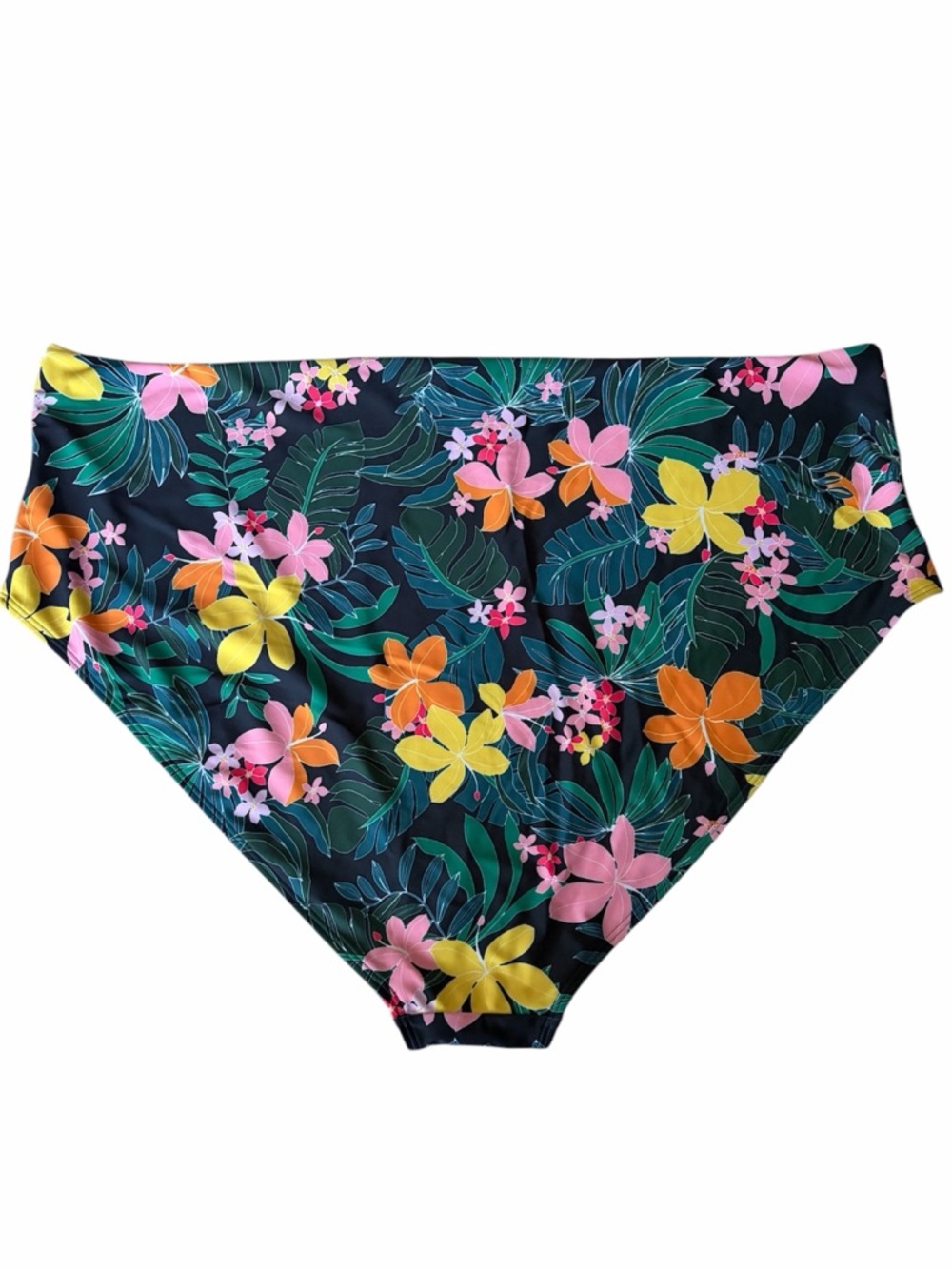 High-Waist Floral Bikini Bottoms - Black with Yellow & Pink Flowers - Picture 4 of 5
